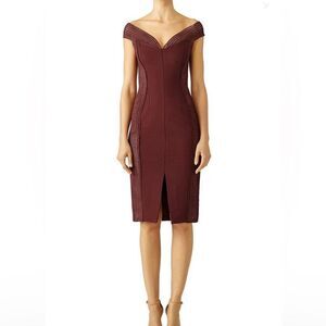 NIcholas Burgundy Bandage Off Shoulder Dress Lace Sweetheart Maroon Red Size 8